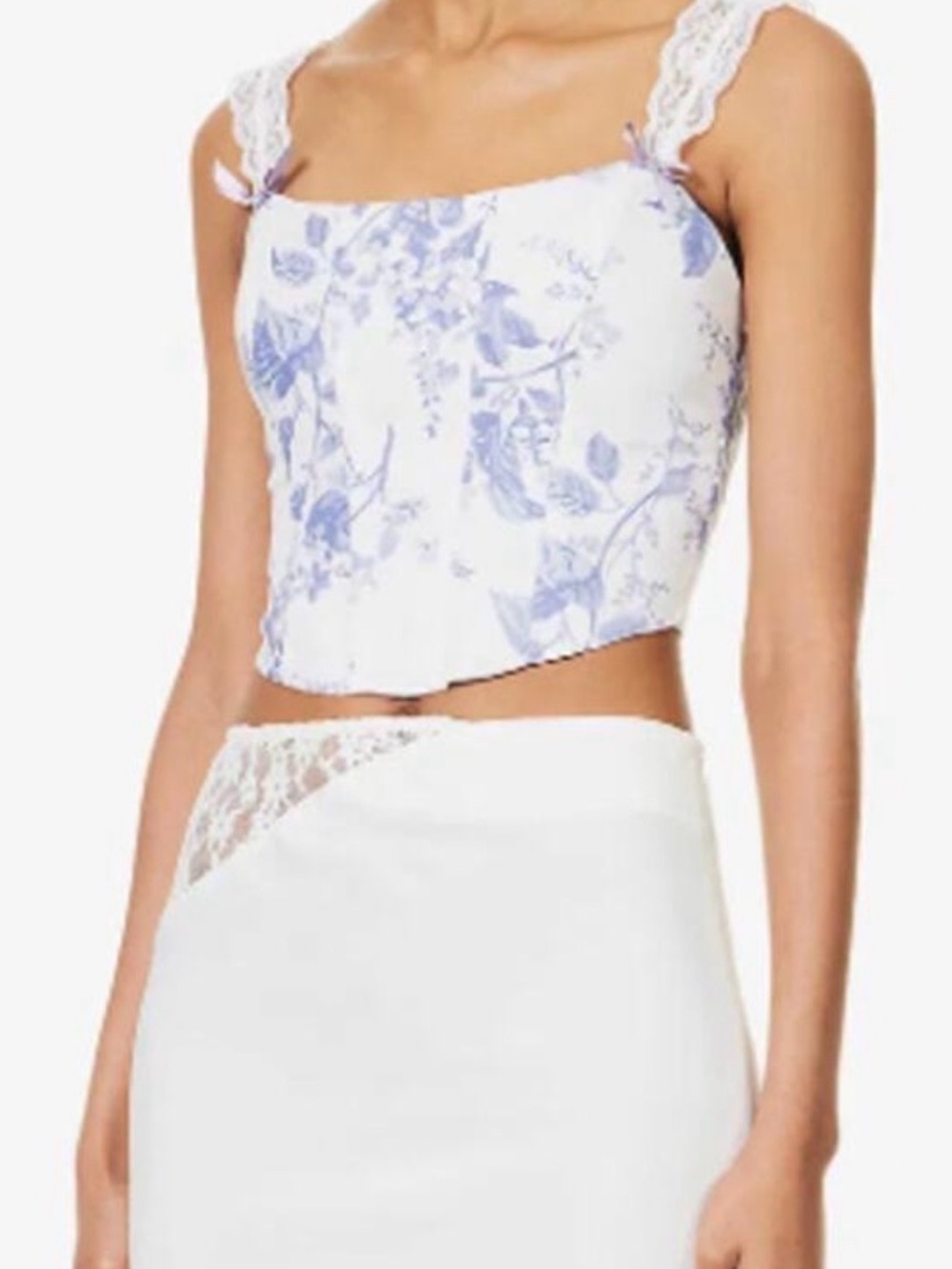 Reformation Brigitta floral-print linen corset top